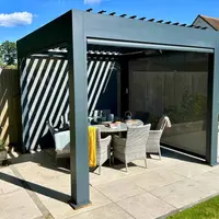 Deluxe Anthracite Grey 3x3 Metal Pergola with optional blinds