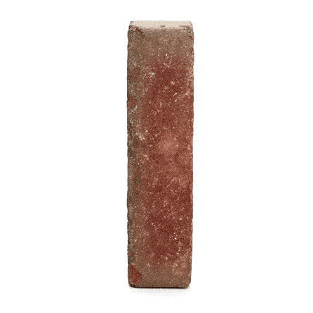 Single tumbled Winton clay paver standing upright and revolving, showing smooth and sanded faces. Free UK delivery available.