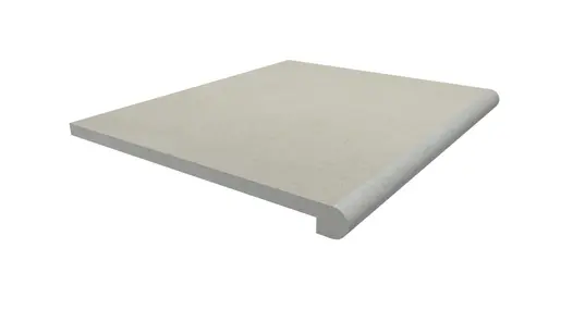 600x560 Florence White porcelain 36mm bullnose step tread, with 10-year guarantee, and free next-day delivery available.