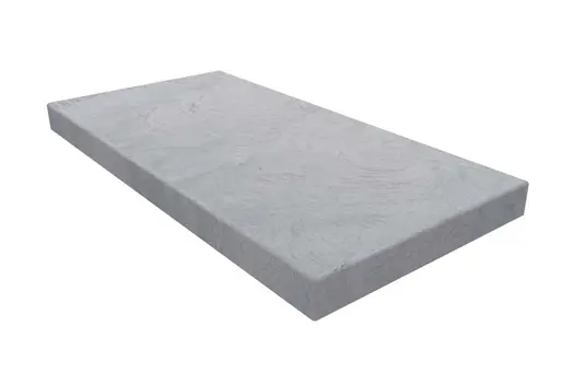 Heath smooth sandstone end coping without drip lines, with pencil round profile on 3 sides.