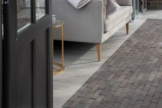 Lugano Dutch Clay Pavers set into grey tiles on ‘Calm and Wellbeing’ stand designed by Llevelo Garden Design for Hartley Botanic.