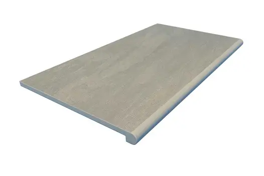 Render of a Raj Green porcelain paving bullnose step, showcasing the 36mm bullnose edge and drip line.