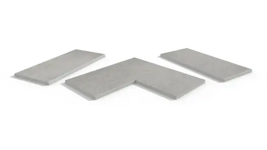 Silver Grey Porcelain 5mm pencil round copings, with drip-line, in straight, end, left and right corner pieces, made in-house.