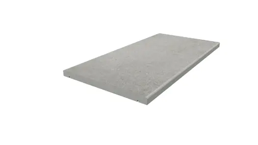 Single Silver Grey porcelain straight coping stone, with drip-line and 5mm pencil round edge profile applied to the long sides.