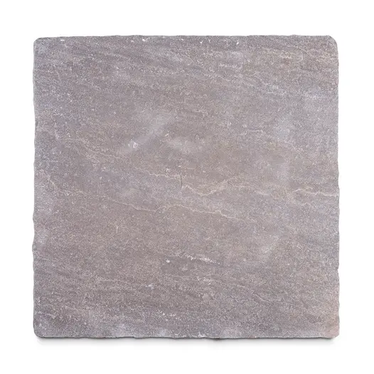 Single Tumbled Black Indian sandstone slab seen from above, showing riven surface texture and markings. Free UK delivery available.