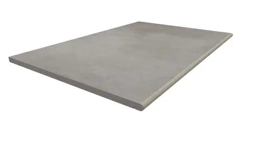 900x600mm Venetian Grey porcelain step tread with 20mm bullnose profile and drip-line, made in-house by London Stone.